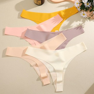 3PCS Seamless Ice Silk Panties For Women Sexy Underwear T Back Bikini