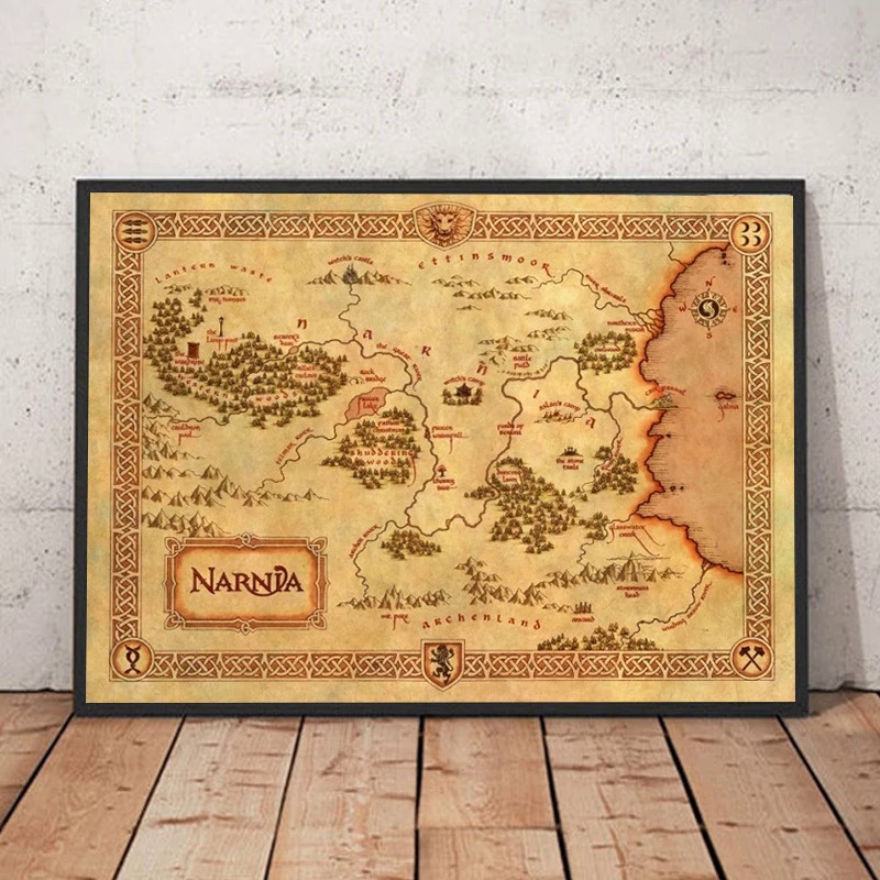 The Lion The Witch And The Wardrobe Narnia Map Canvas Painting Wall