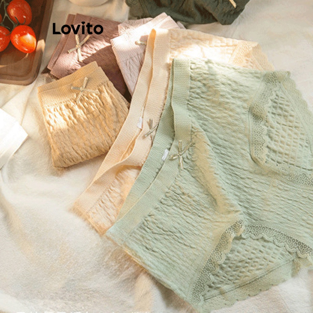 Lovito Women Lace Panties Lna Apricot Light Pink Light Green