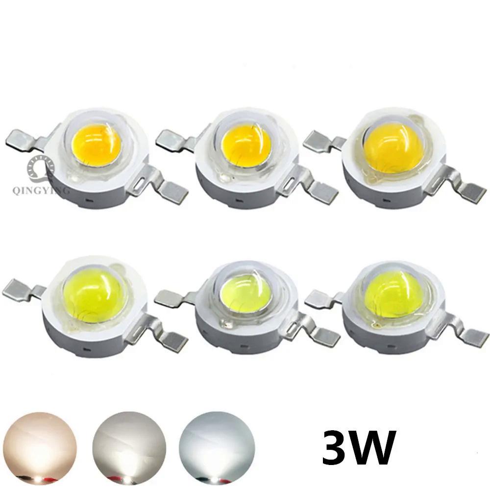 20 Pcs High Power 2 Pin 3W White LED Emitters 260 280Lm 3500K 4500K