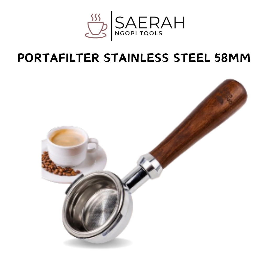 Portafilter Stainless Steel Mm Bottomless Naked Porta Filter Wooden