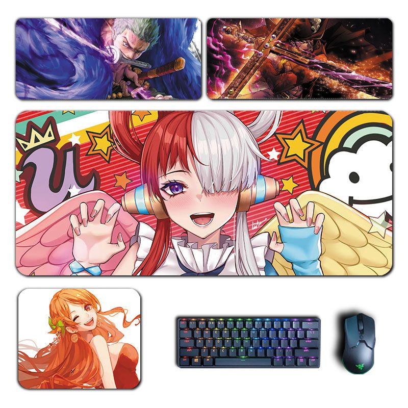 One Piece Red Mouse Pad Uta Uta Luffy Nami Robin Empress Zoro Keyboard