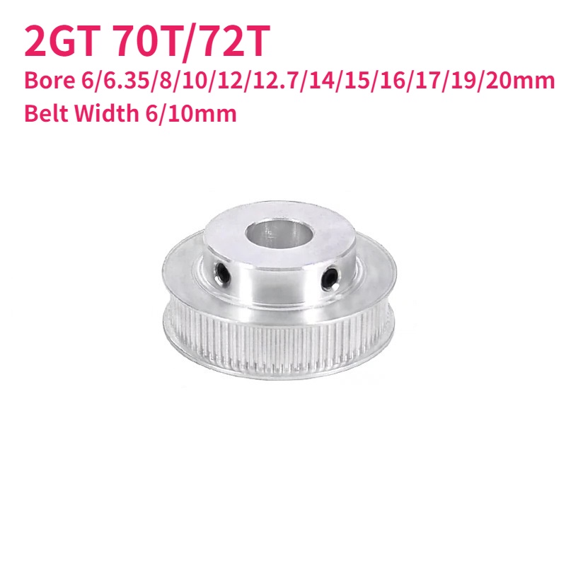 1pcs GT2 Timing Pulley 2GT 70T 72 Tooth Teeth Bore 6 6 35 8 10 12 12 7