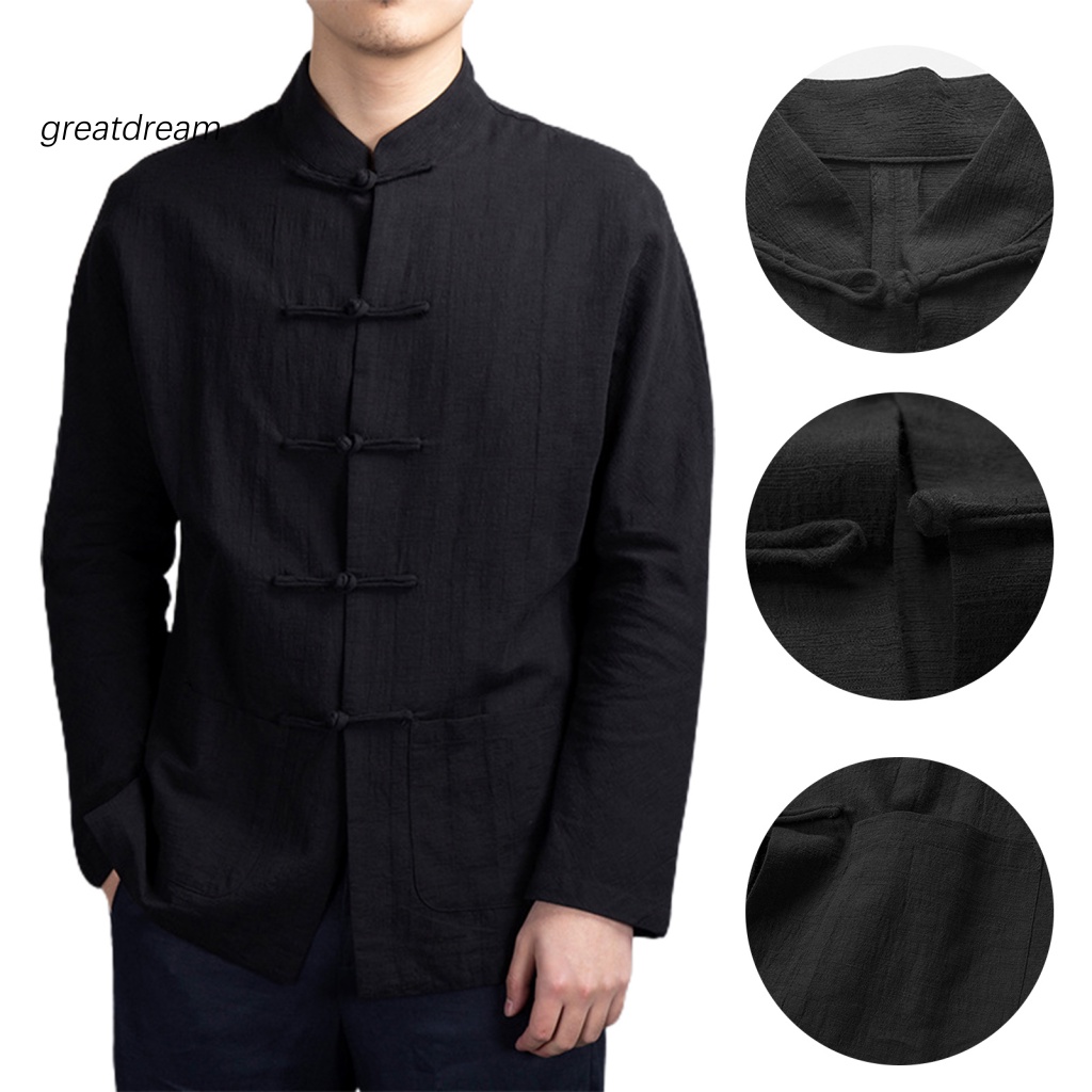 GR Lightweight Breathable Men Shirt Chinese Style Shirt Top Traditional