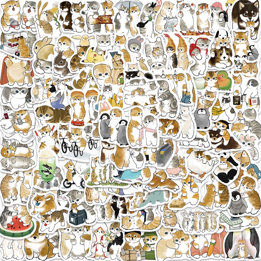 100Pcs Set Mofu Sand Kitten Series 03 Cats Best Friends Stickers DIY