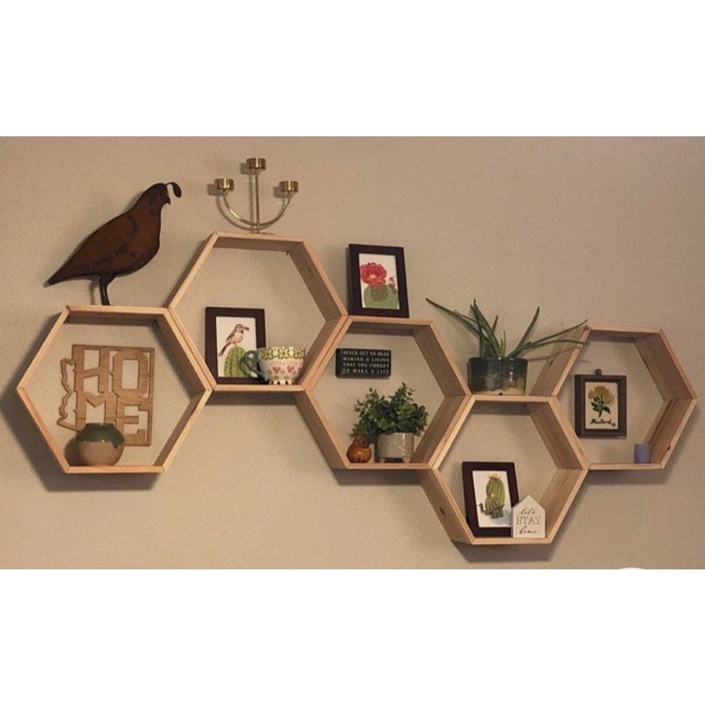 Hexagon Wood Honeycomb Wall Decor Hexagon Planter Shelf Wall