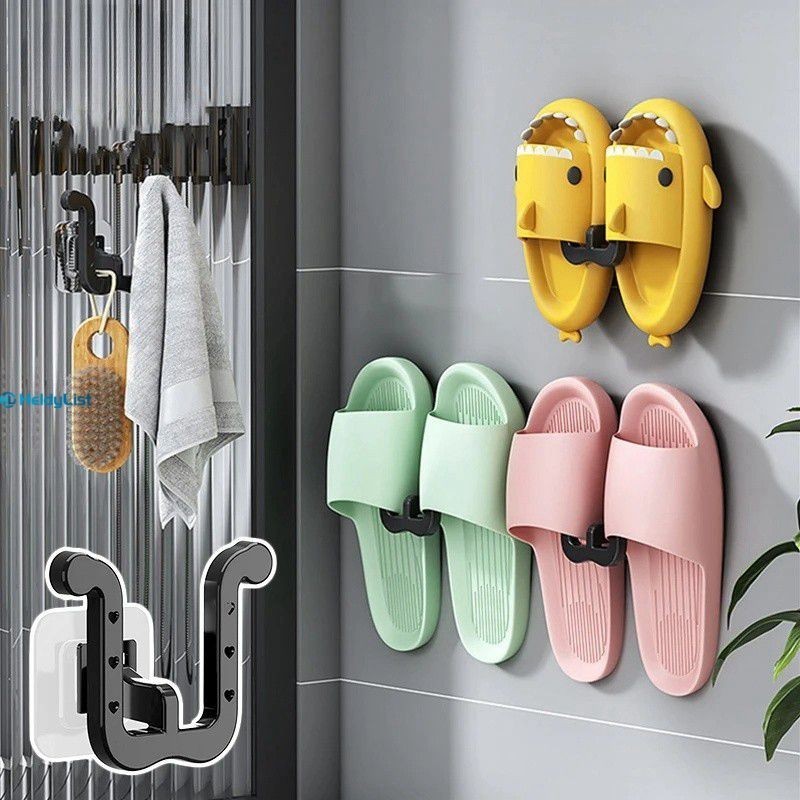 Slippers Rack Wall Mounted Self Adhesive Punch Free Slipper Storage