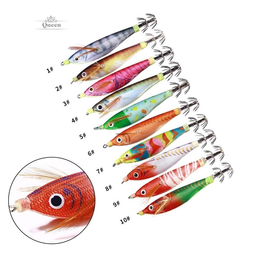 Reliable And Practical Fishing Bait Luminous Wooden Shrimp Squid Hook