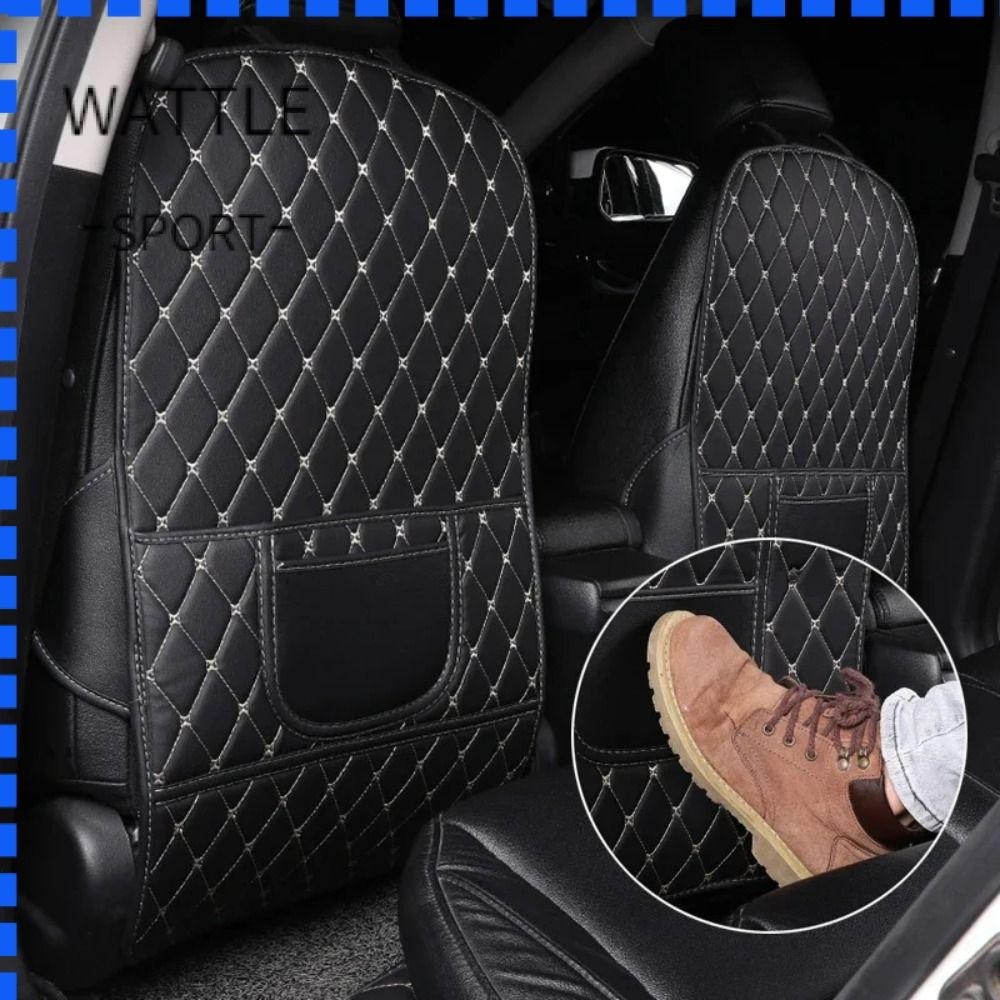 Wattle Car Seat Back Anti Kick Mat With Storage Bag Pu Leather Auto