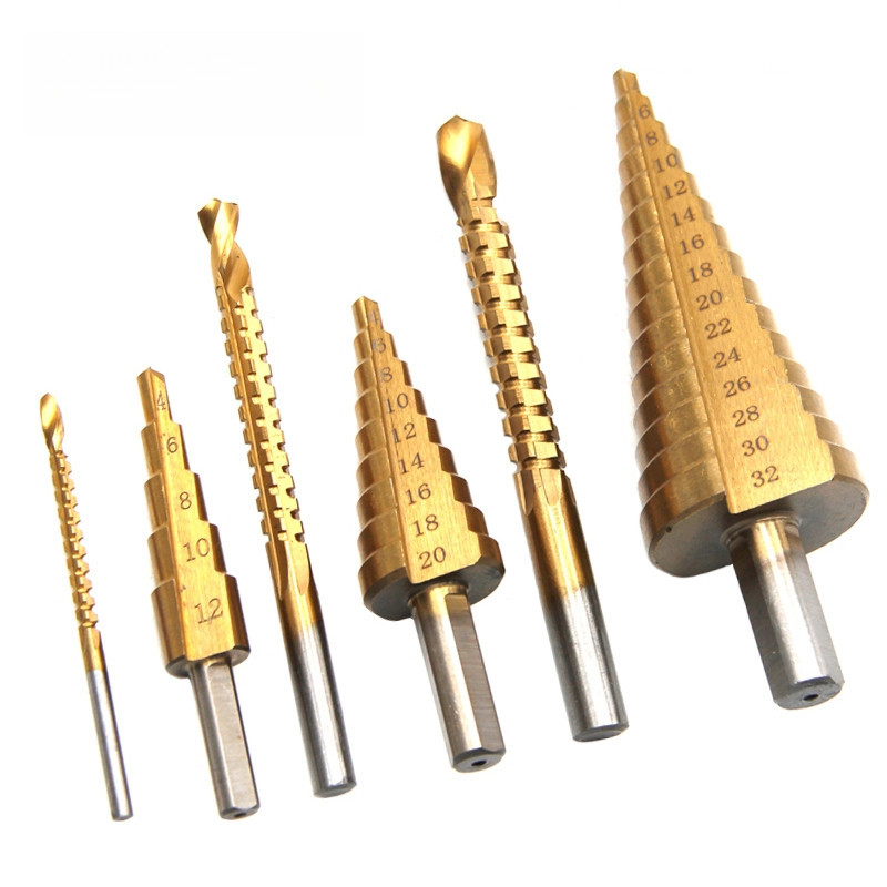 J F In Stock 6Pcs HSS Steel Step Drill Bit Se T 4 12 20 32mm Metal Hole