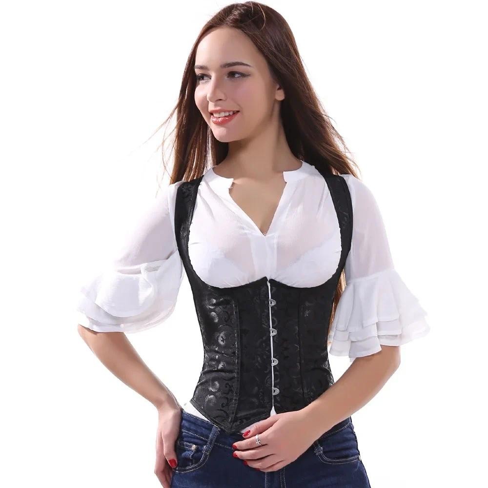 Steampunk Corsets Women Pirate Bustier Top Burlesque Costume Patterned