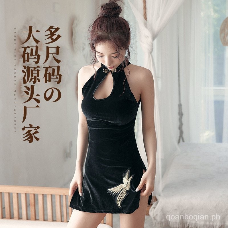 Plus Size Sexy Lingerie Pleuche Cheongsam Uniform Temptation Passion