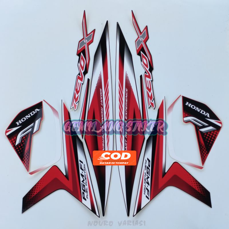 HITAM MERAH Striping Decal Pole Sticker Honda Revo X 2020 2022 Black