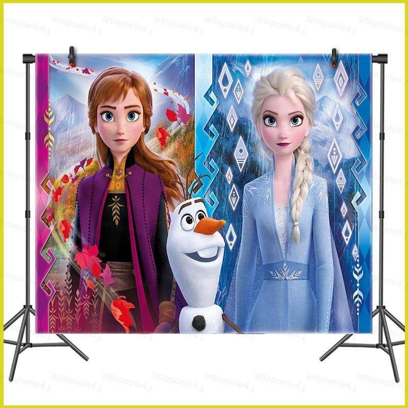 Snow Frozen Elsa Anna Olaf Birthday Theme Backdrop Banner Party