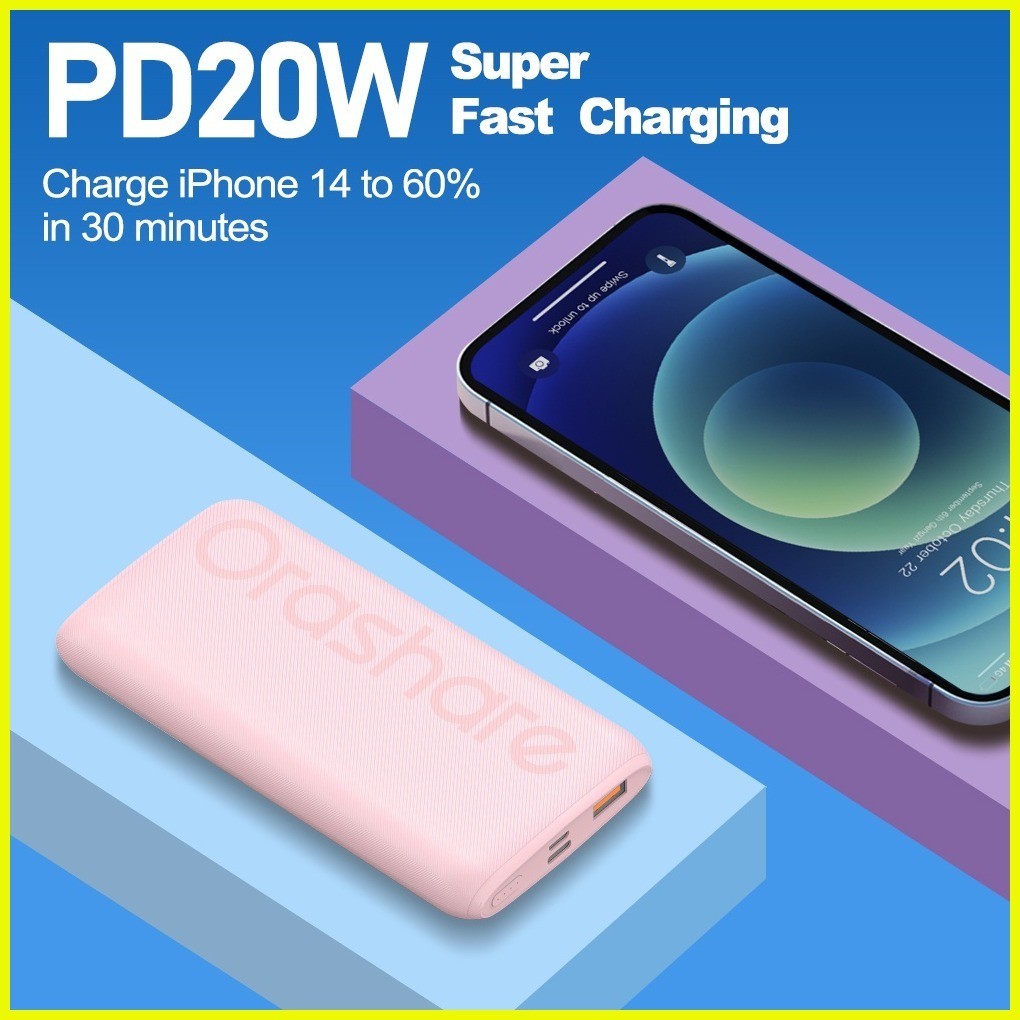 Orashare O10 Pro Powerbank Stylish And Slim PD 20W Fast Charge Type C