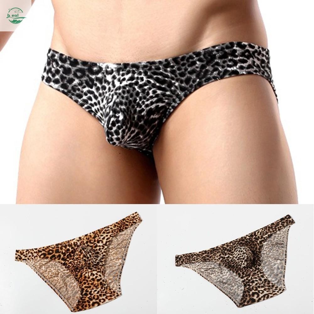 Mens Underwear Leopard Print Sexy Bikini G String Thong Nightwear