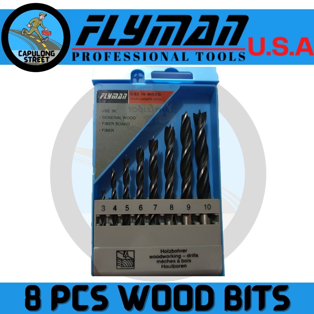 Capulong Flyman Wood Drill Bit Set 8Pcs Lumber Bits 3 10mm Bala Ng