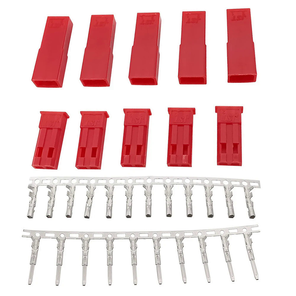 10 20 50Sets 2 Pin JST Red Plug Connector 2 54mm Male Female Housing