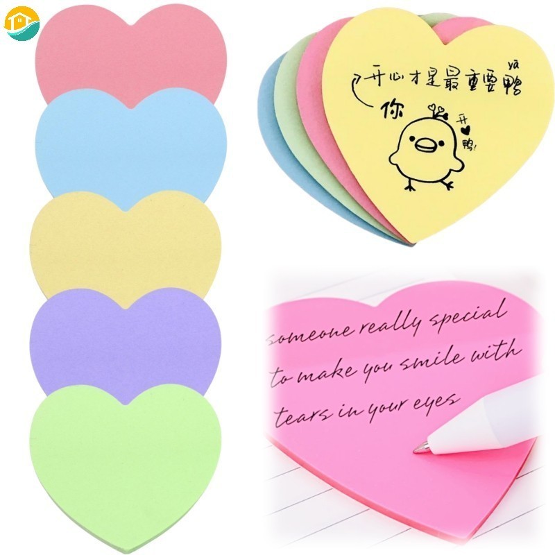 Featured Colorful Love Heart Shaped Sticky Notes Simple Mini Tearable