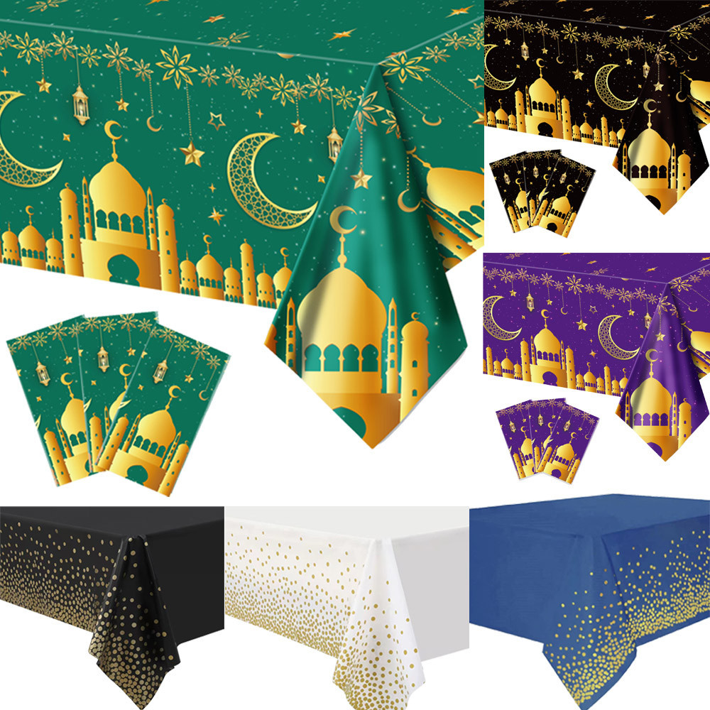 Eid Mubarak Disposable Tablecloth Ramadan Kareem Islamic Muslim