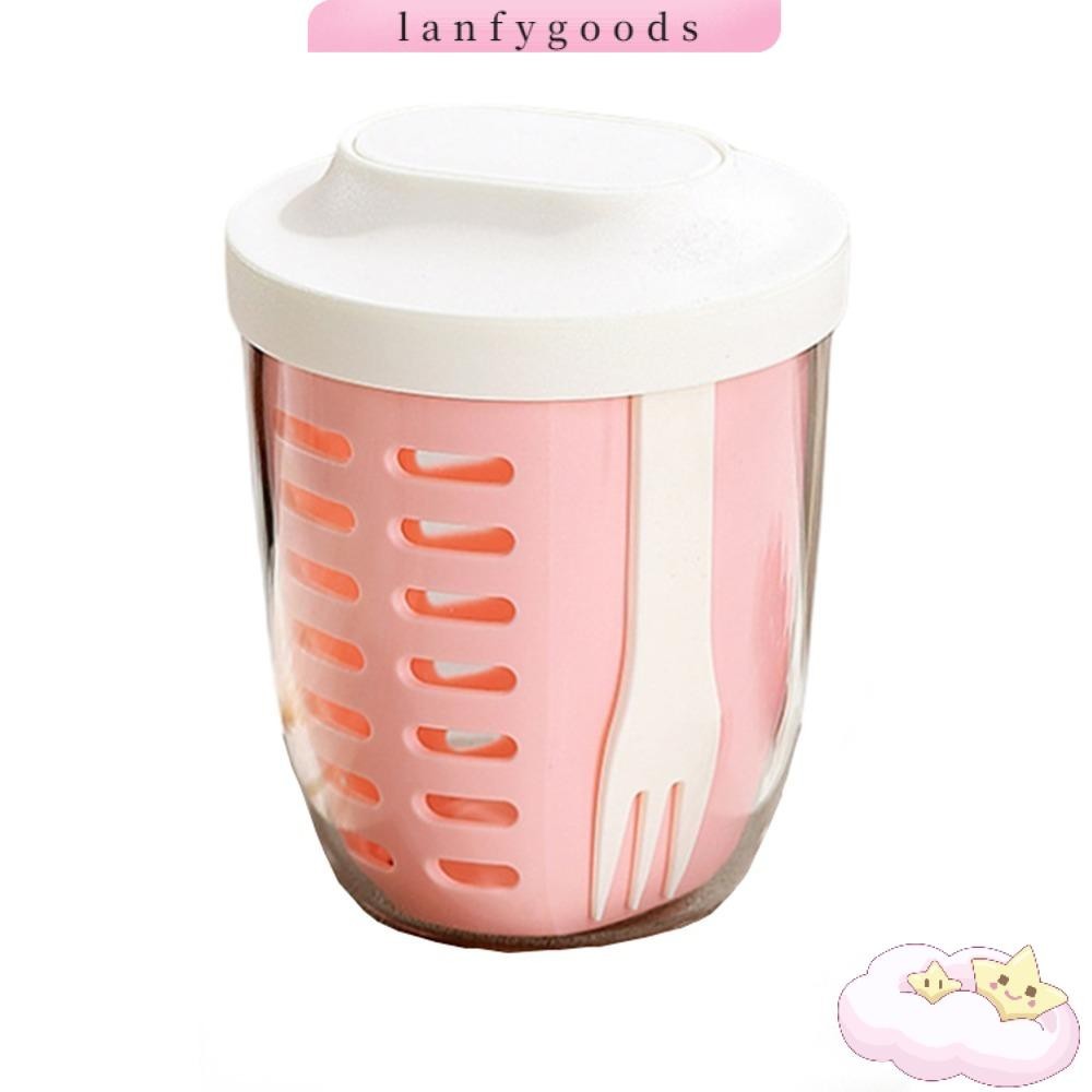 Lanfy Fruit Storage Cup Plastic With Lid And Fork Food Storage