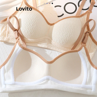 Lovito Women Casual Patchwork Contrast Binding Basic Bra Lnl