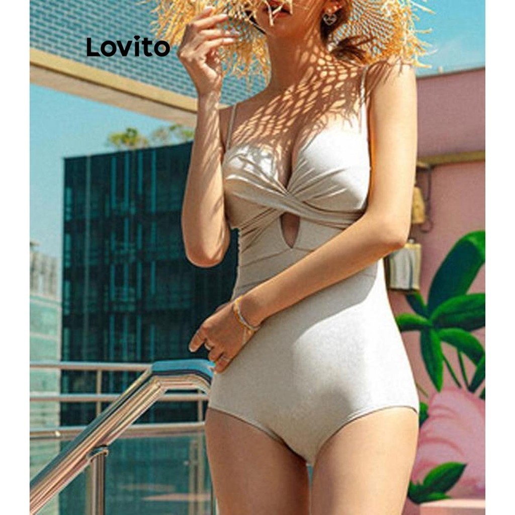 Lovito Women Sexy Plain Cut Out One Pieces Lnl Shopee Philippines