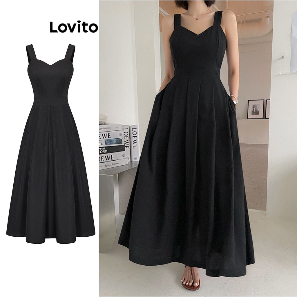 Lovito Women Casual Plain Pocket Ball Gown Dress L74ED305 Shopee