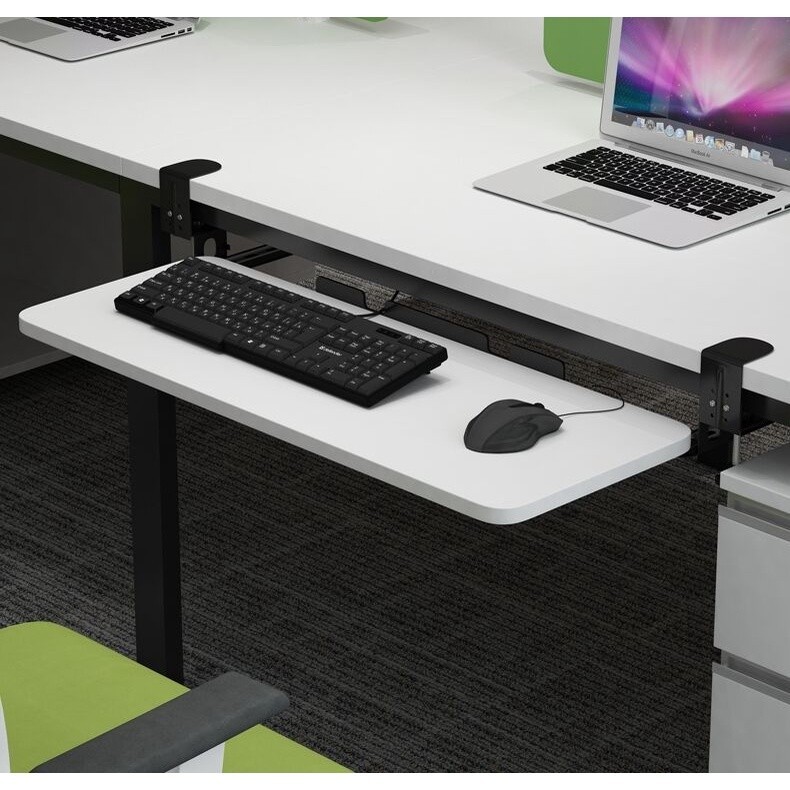 Large Keyboard Tray Under Desk Pull Out With Extra Sturdy C Clamp Mount