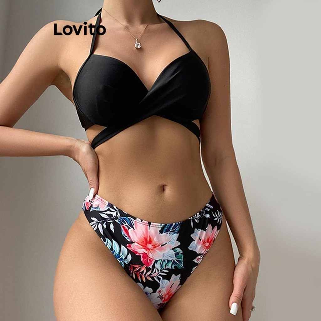 Lovito Women Sexy Tropical Flowers Bikini Set LNE55666 Shopee Philippines