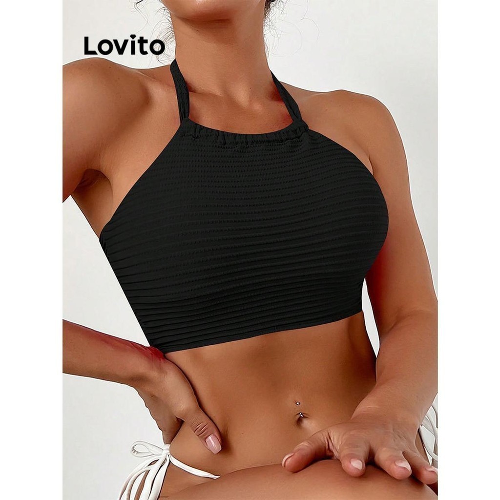 Lovito Women Sexy Plain Lace Up Bikini Top LNL42092 Shopee Philippines