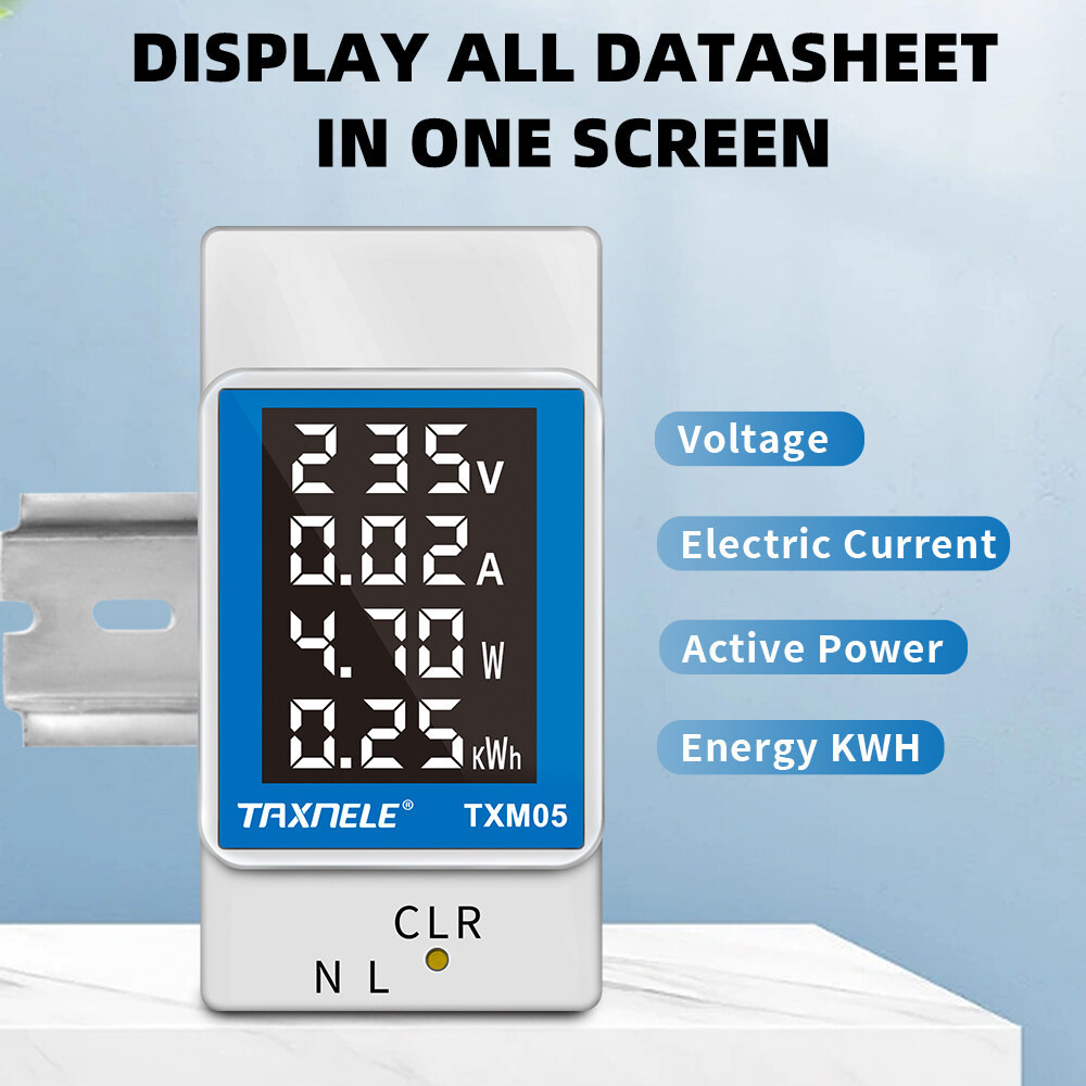 Taxnele In Din Rail Ac Monitor V V A Voltage Current Watt