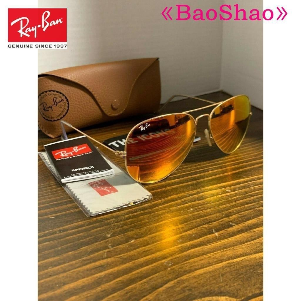 Original RayBan Aviator Sunglasses Men S Orange Gold Flash Frame