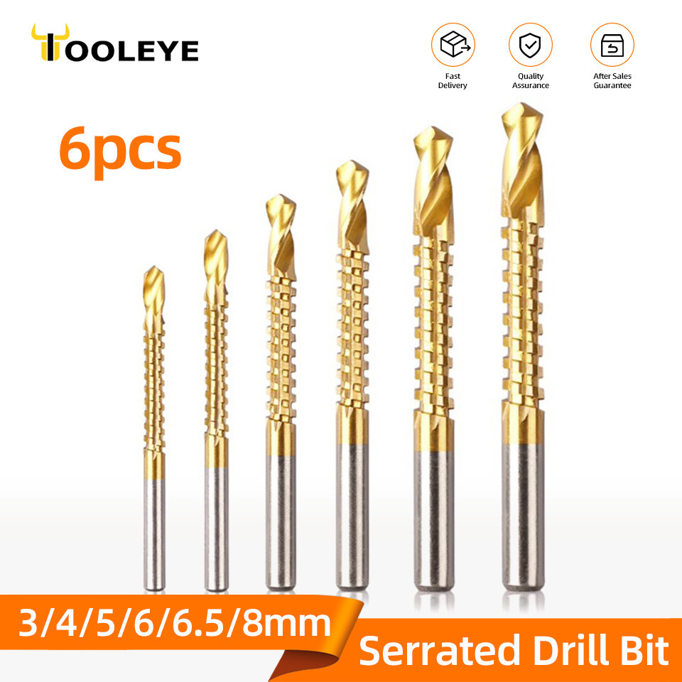 Pcs Serrated Drill Bit Set Hss Titanium Metal Twist Drills Cutting