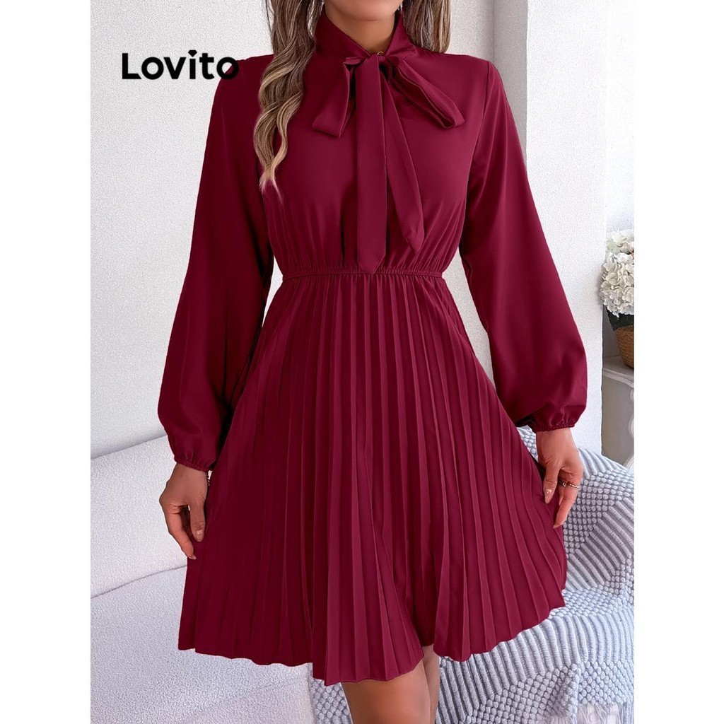 Lovito Women Elegant Plain Lace Up Dress LNL52072 Shopee Philippines