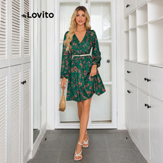 Lovito Women Casual Plants Wrap Dress Lbl Shopee Philippines