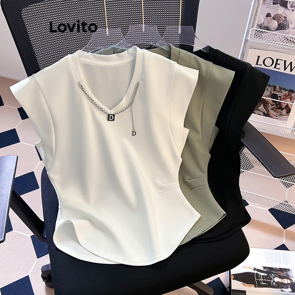 Lovito Women Casual Plain Basic T Shirt Lne Shopee Philippines