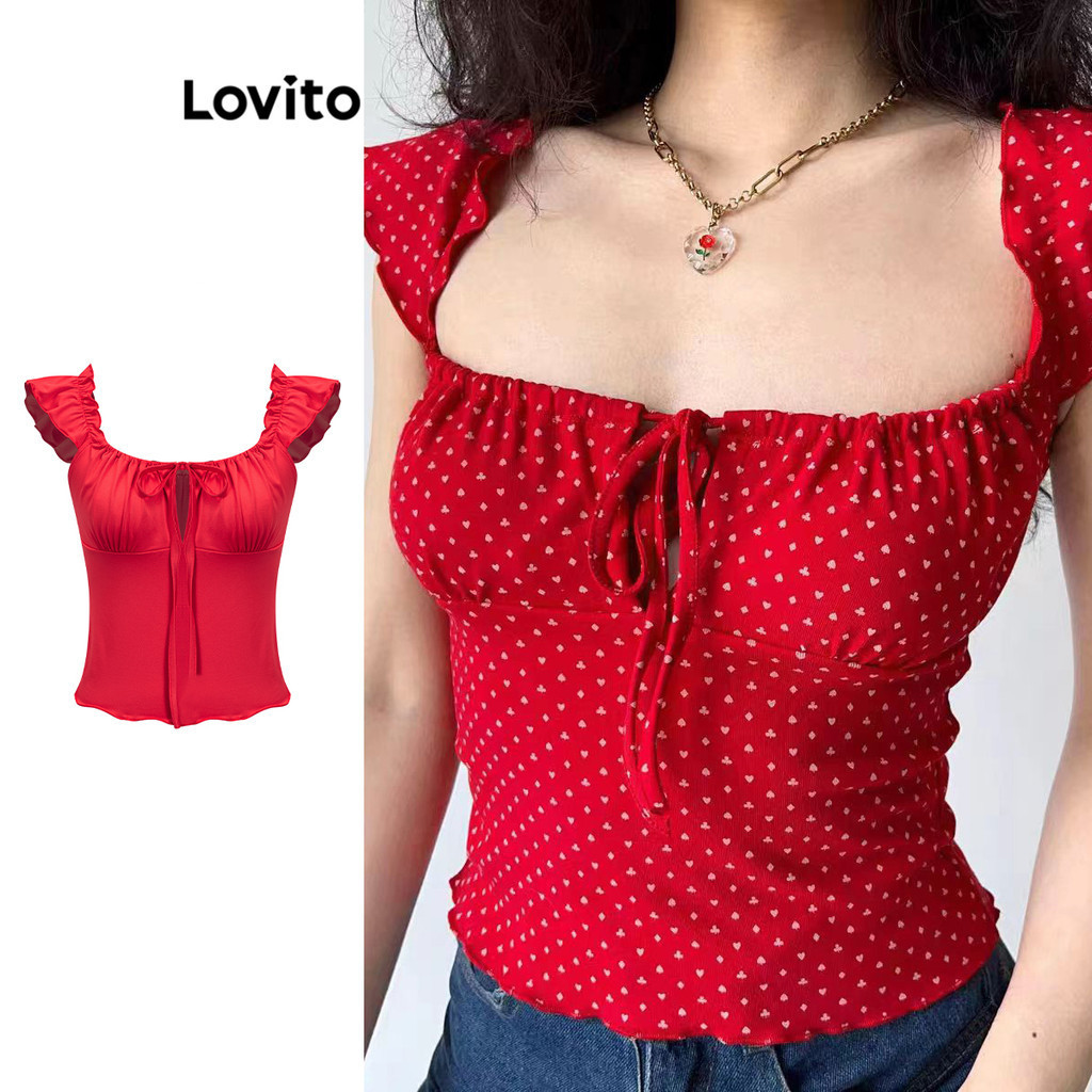 Lovito Women Casual Plain Lace Up T Shirt L Ad Shopee Philippines