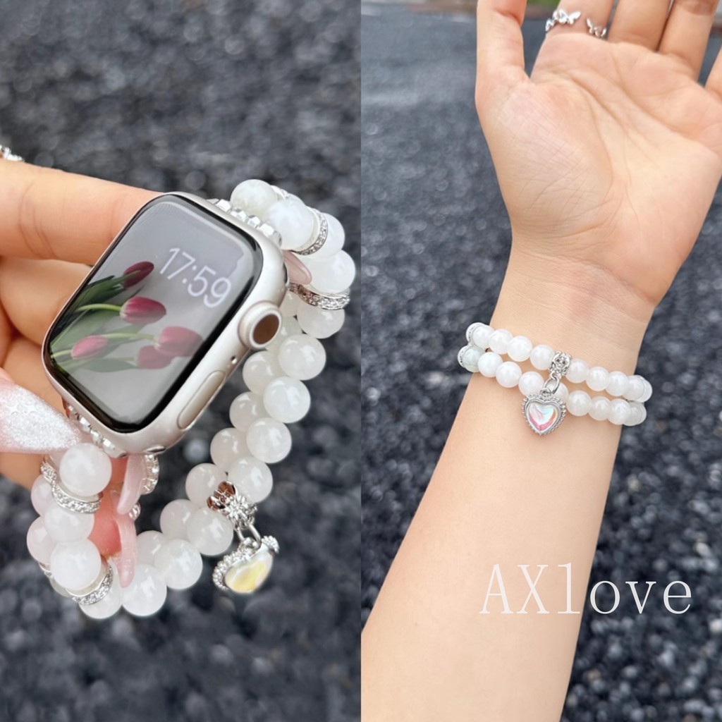 Love Heart Pearl Watch Strap For Apple Watch Series Mm Ultra Se