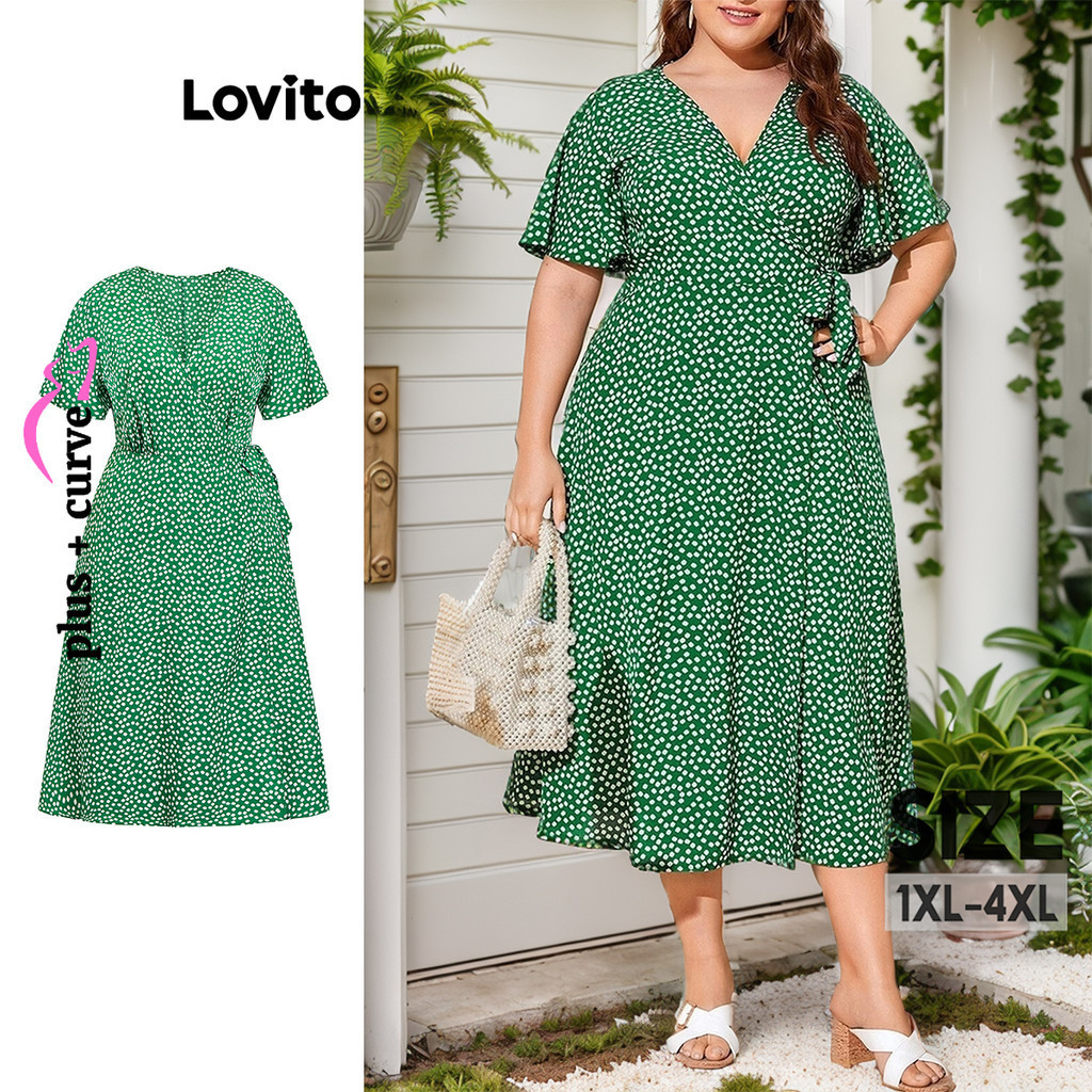 Lovito Women Boho Polka Dot Wrap Dress LBL07040 Shopee Philippines