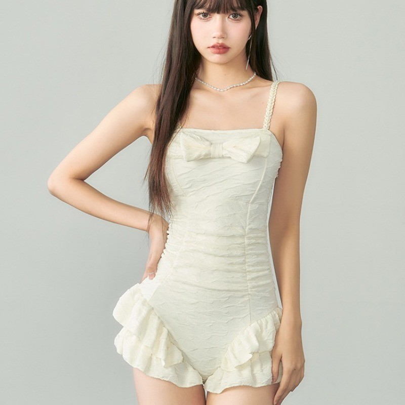 Sexy Solid Color Bikini Korean Fashion One Piece Triangle Flanged