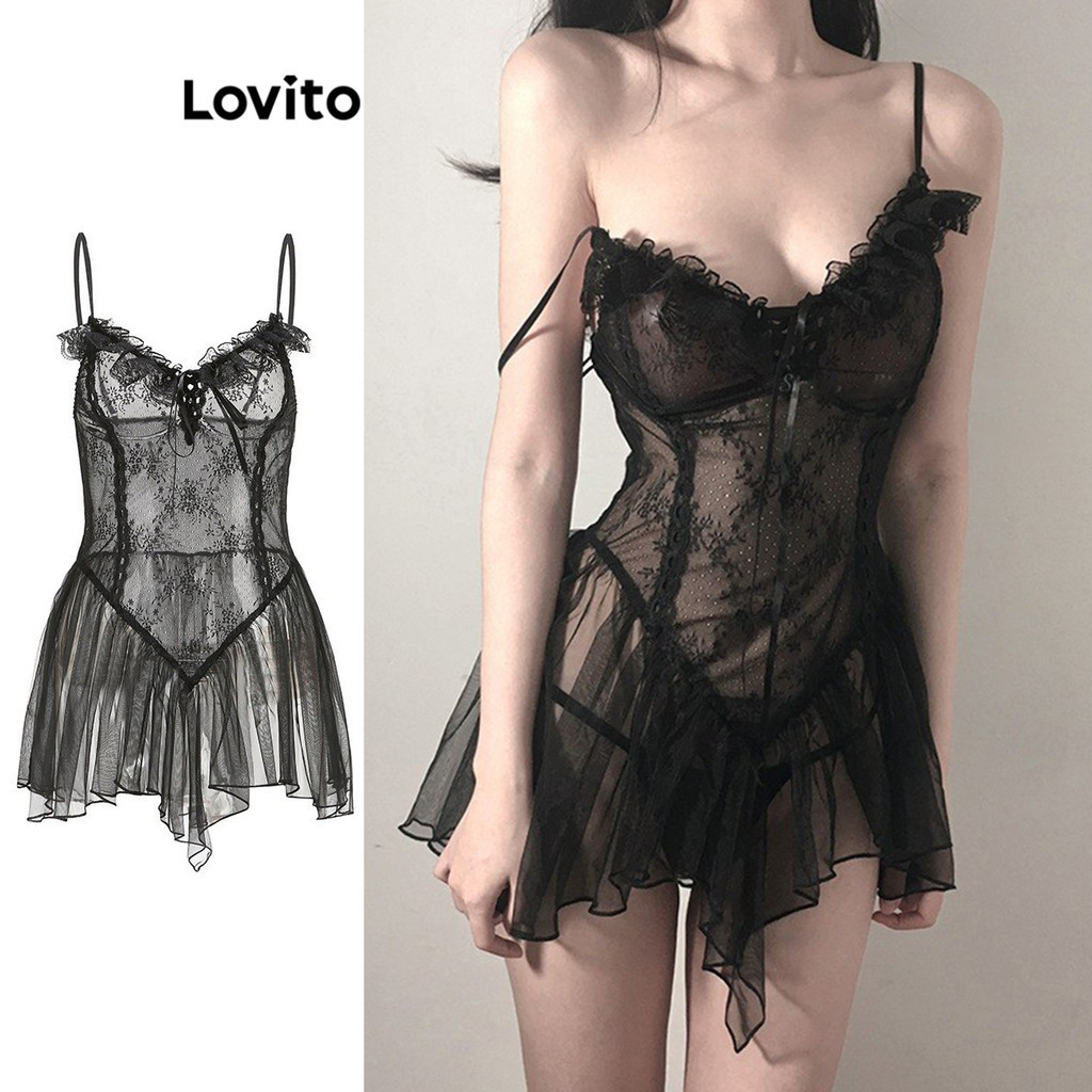 Lovito Women Sexy Plain Lace Sexy Lingerie Lne Shopee Philippines