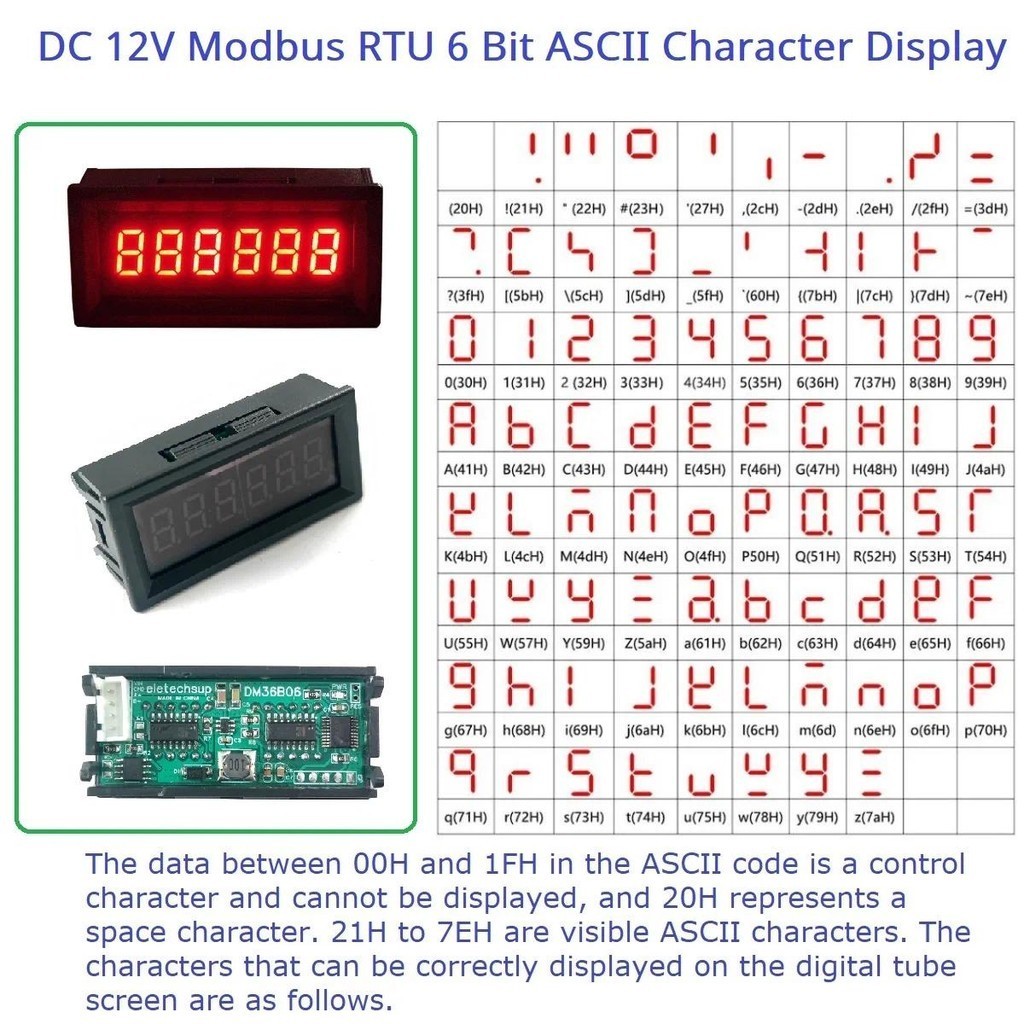 Dc V Modbus Rtu Bit Ascii Character Rs Led Display Module