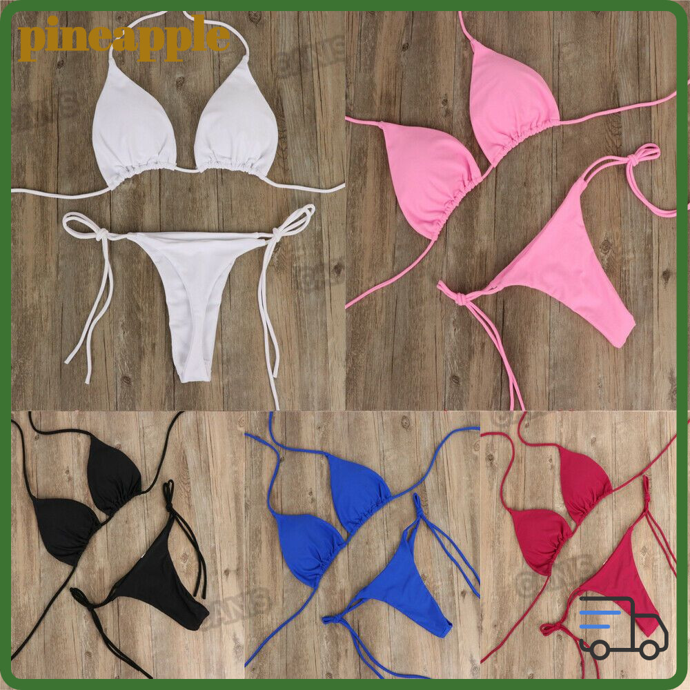 PEAPLE Bikini Set Woman Fashion G String Thong Side Tie Split Sexy