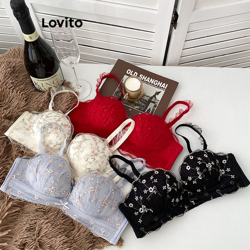 Lovito Women Casual Ditsy Floral Pattern Bralette Lna Shopee