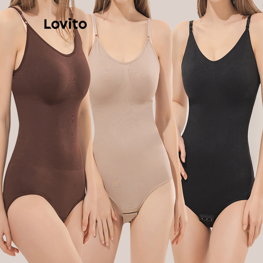 Lovito Women Casual Plain Basic Shapewear Lne Shopee Philippines