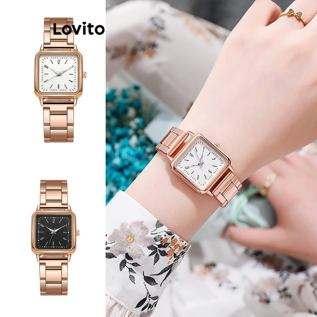 Lovito Women Casual Plain Basic Metal Quartz Watch LFA14064 Shopee