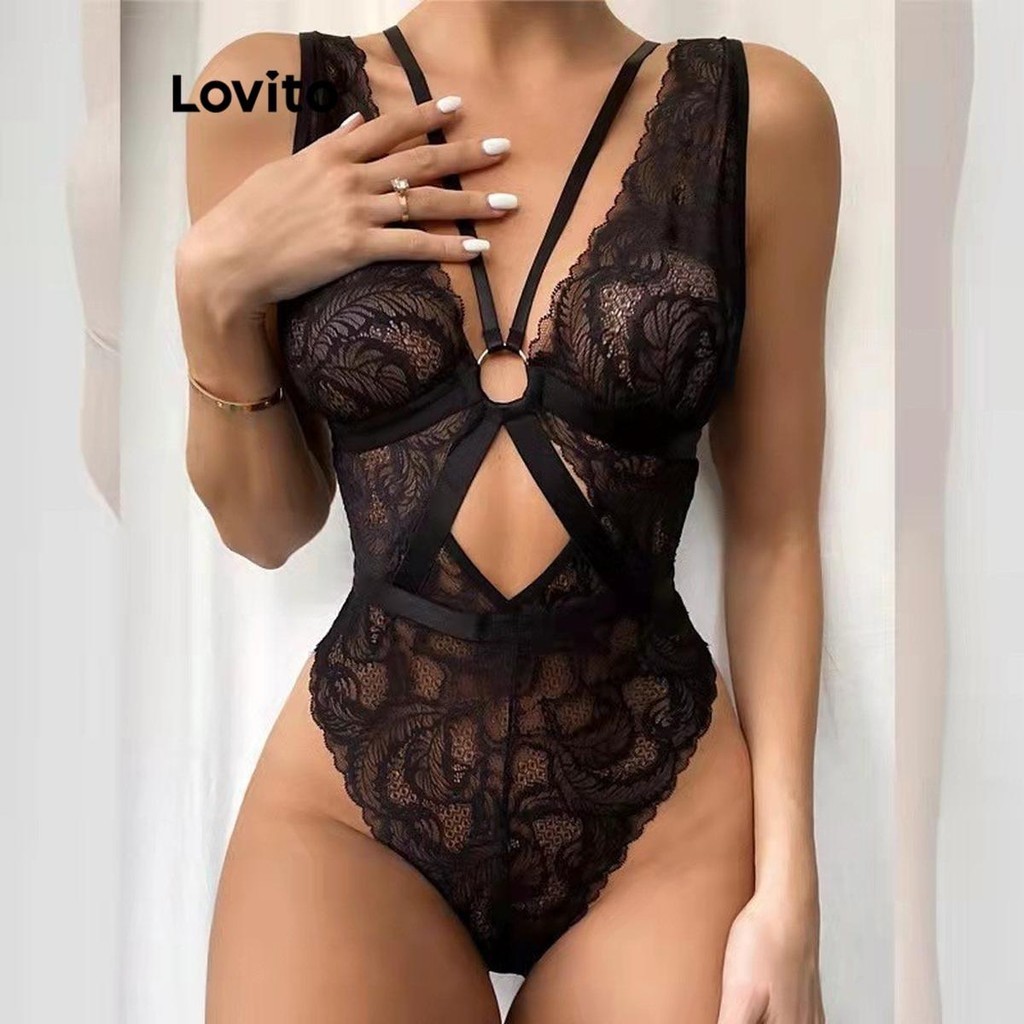 Lovito Women Sexy Plain Lace Sexy Lingerie LNL69354 Shopee Philippines