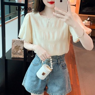 Lovito Women Casual Plain Pleated Blouse Lne Shopee Philippines