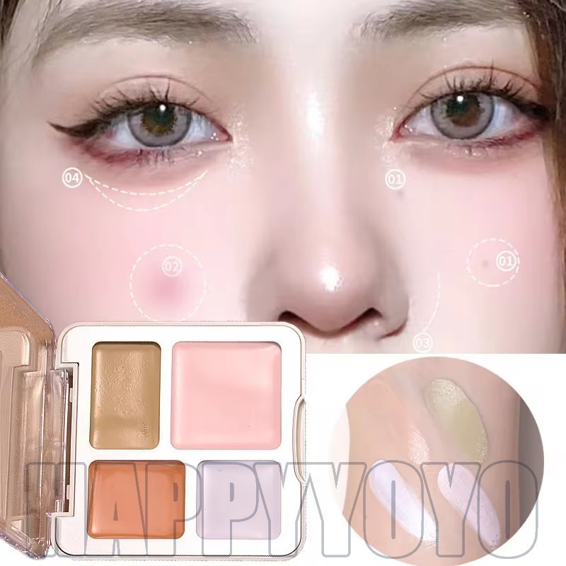 Silky Four Color Concealer Palette Full Coverage Nude Color Concealer